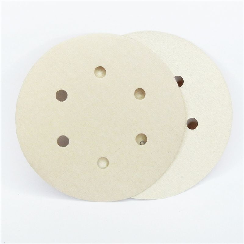 dischi abrasivi in carta stearata avorio + velcro d. mm. 150 + 6 fori Rupes p 800 a tipo corindone