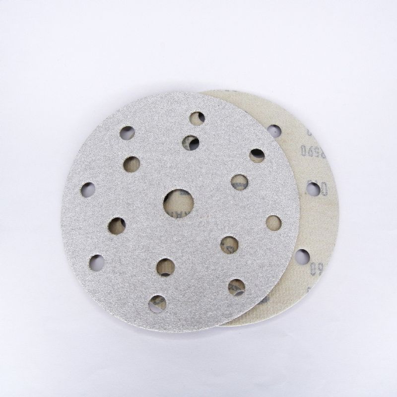 dischi abrasivi in carta stearata bianca + velcro d. mm. 150 + 15 fori Universali p 60 a tipo corindone